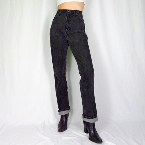 SOLD Vintage Wrangler straight leg black jeans - Picture 2 of 4